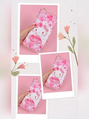 3 X Hello Kitty Pink Floral Wallet New Sealed Bag